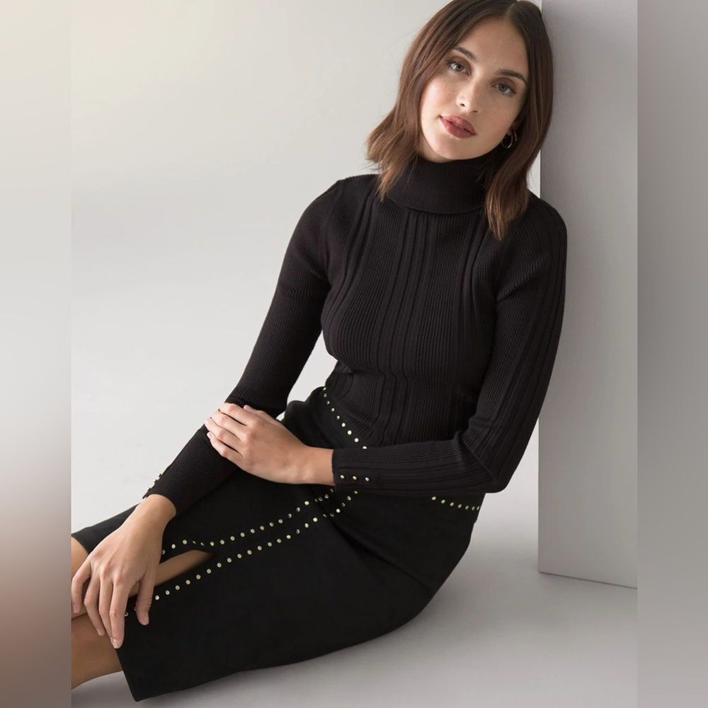 White House Black Market Faux Suede Studded Pencil Skirt - Picture 2 of 16